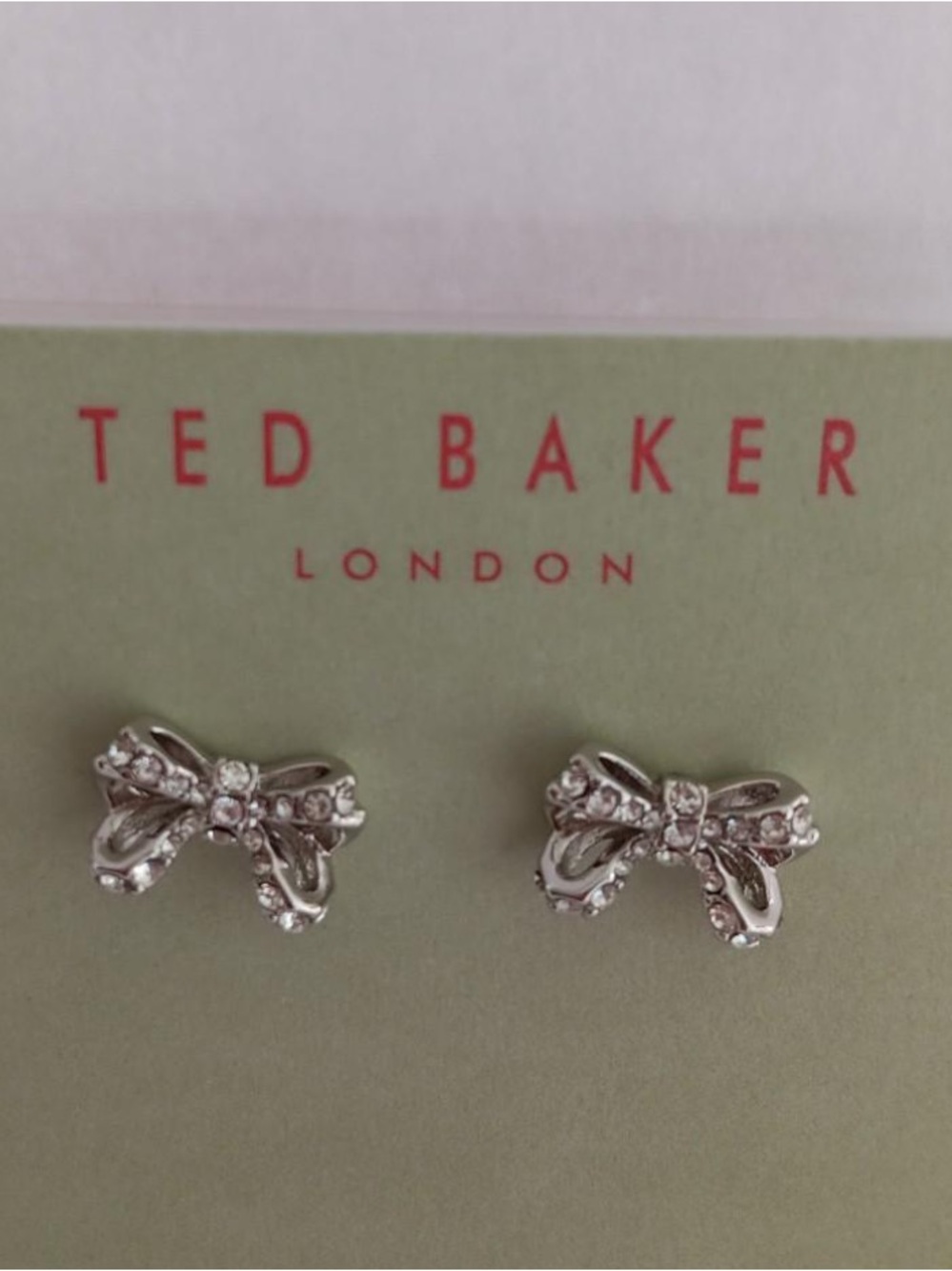 Ted Baker Silver Crystal Bow Stud Earrings